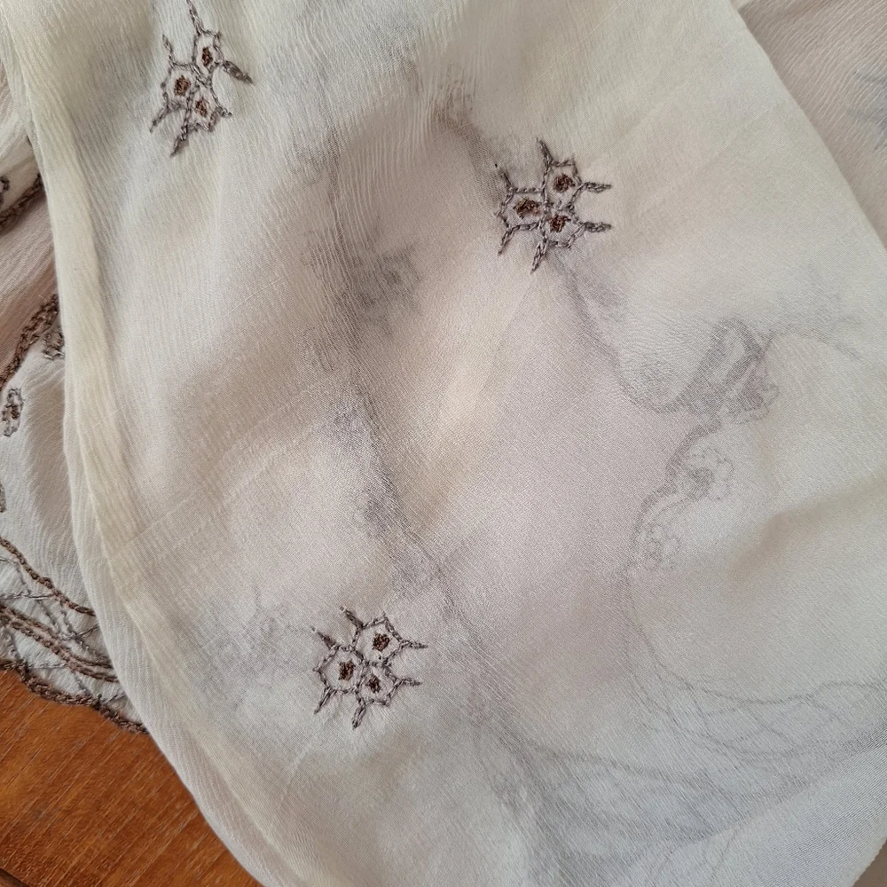 Laundry Sheer Silk Top Kimono Flare Sleeve Castlecore Victorian Renfair Folk XS - Picture 14 of 16